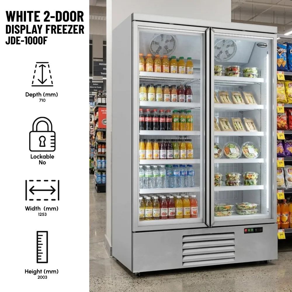 White 2-Door Display Freezer JDE-1000F