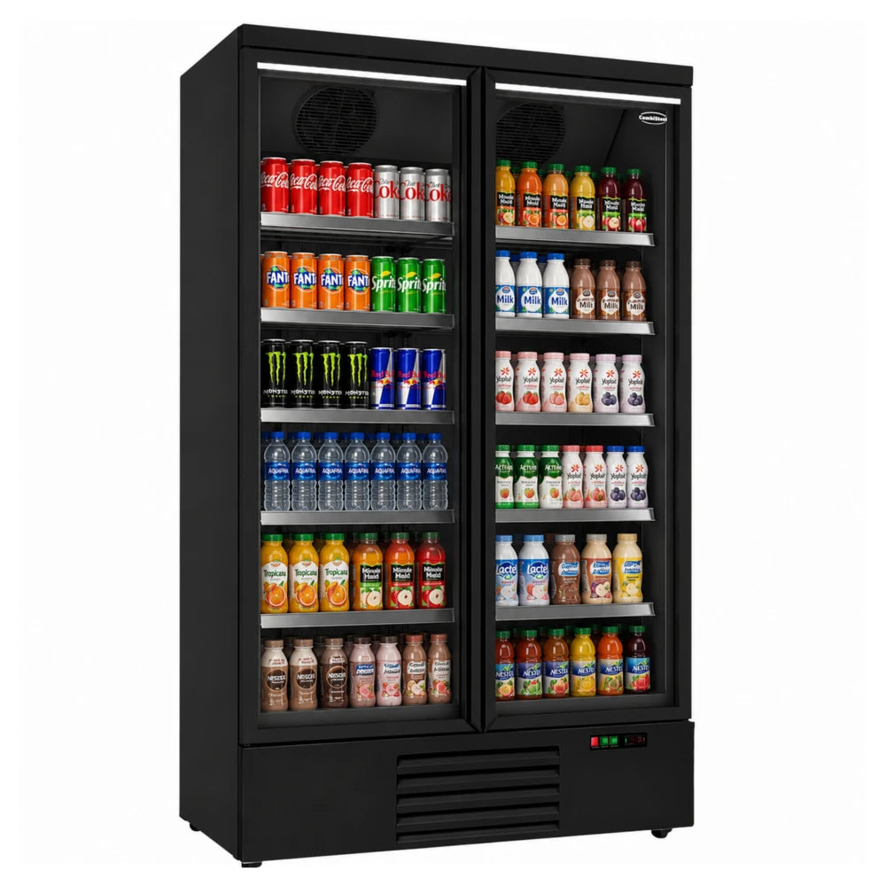 Black 2-Door Display Freezer JDE-1000F Bl