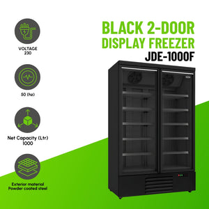 Black 2-Door Display Freezer JDE-1000F Bl