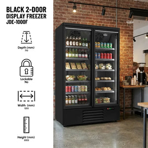 Black 2-Door Display Freezer JDE-1000F Bl
