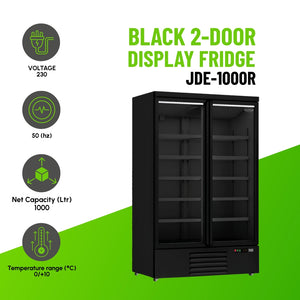Black 2-Door Display Fridge JDE-1000R