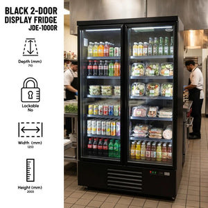 Black 2-Door Display Fridge JDE-1000R