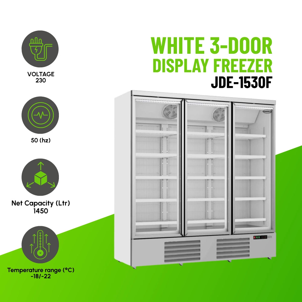 White 3-Door Display Freezer JDE-1530F