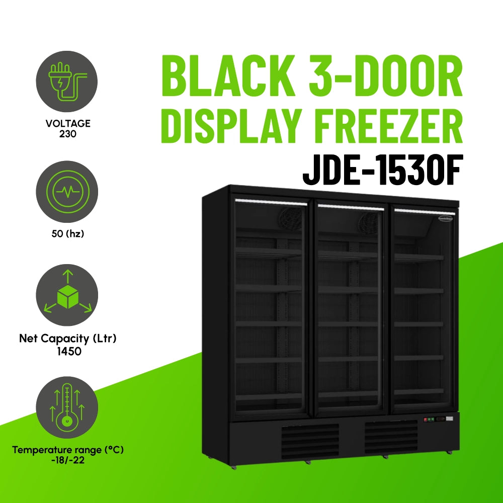 Black 3-Door Display Freezer JDE-1530F