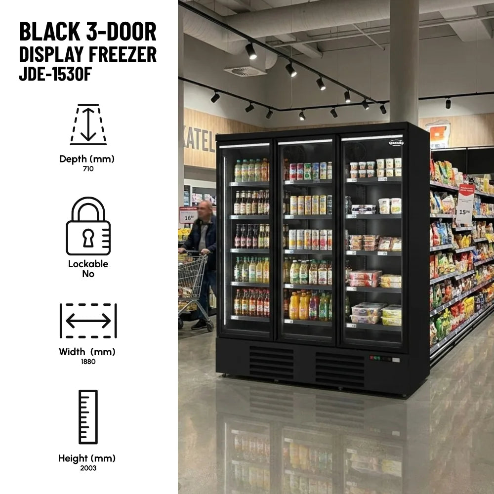 Black 3-Door Display Freezer JDE-1530F