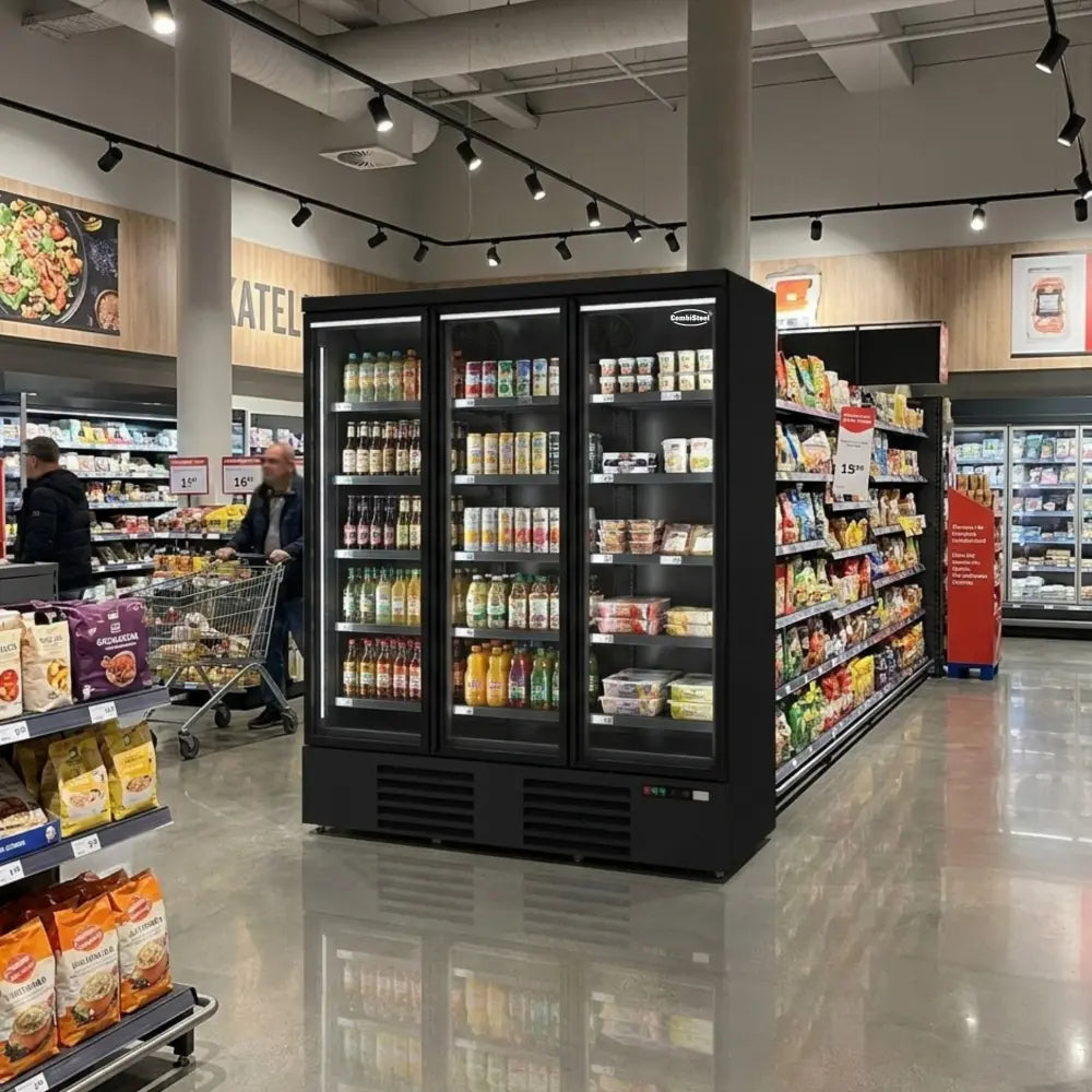 Black 3-Door Display Freezer JDE-1530F