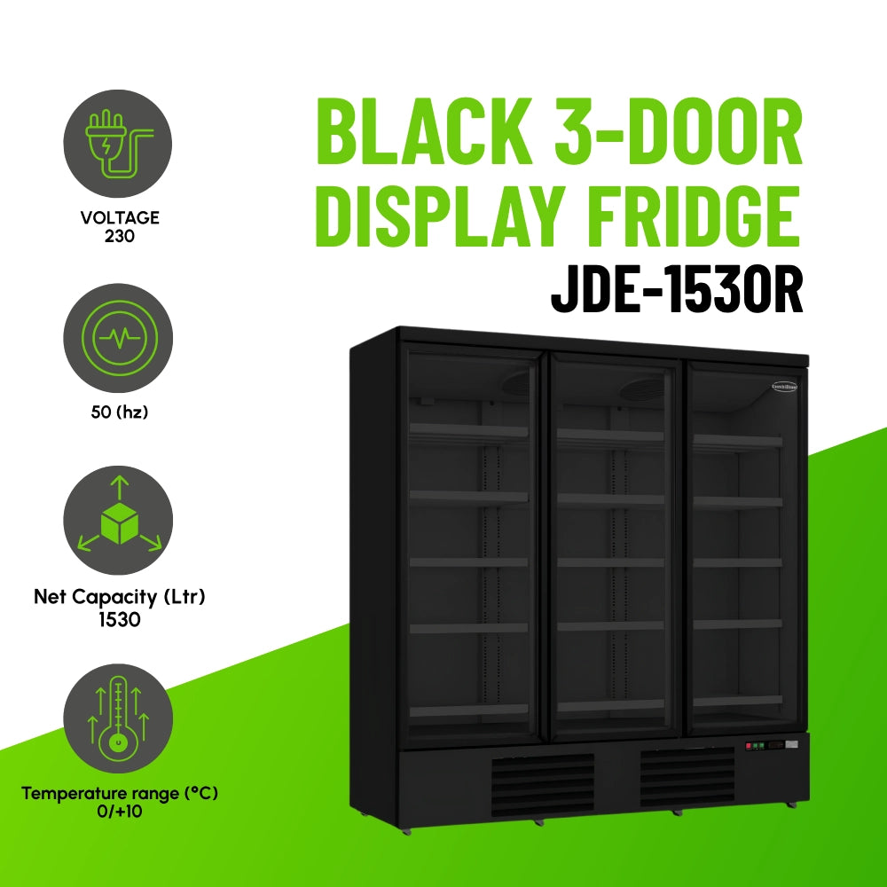 Black 3-Door Display Fridge JDE-1530R