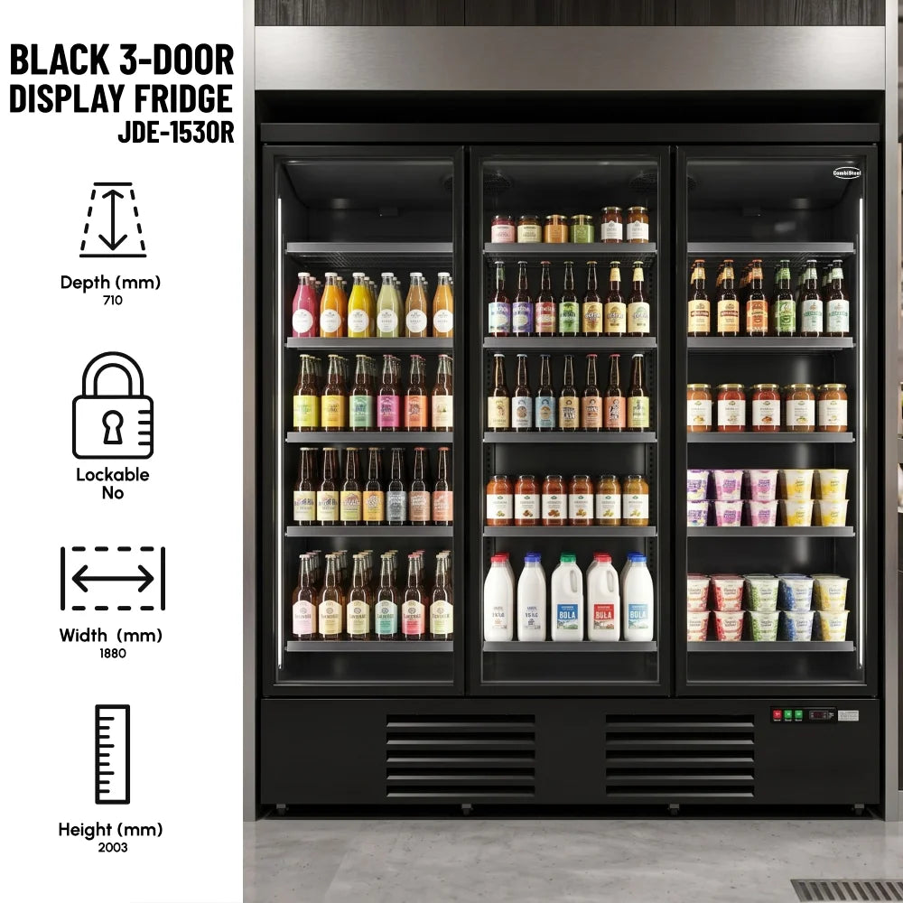 Black 3-Door Display Fridge JDE-1530R
