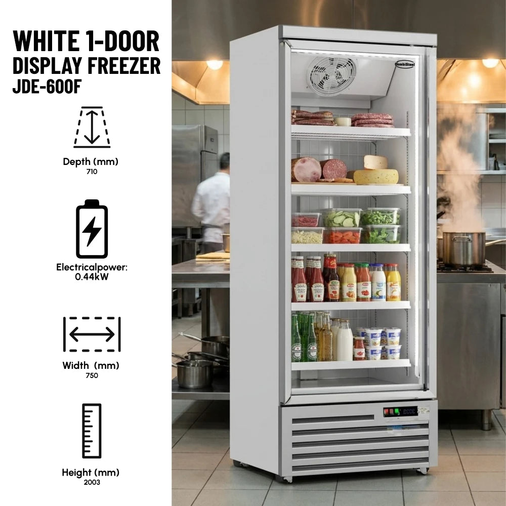 White 1-Door Display Freezer JDE-600F