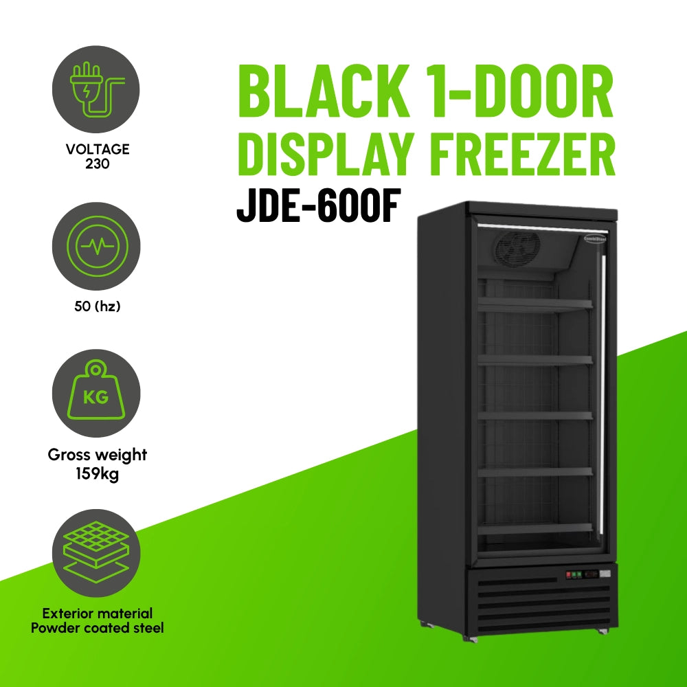 Black 1-Door Display Freezer JDE-600F Bl
