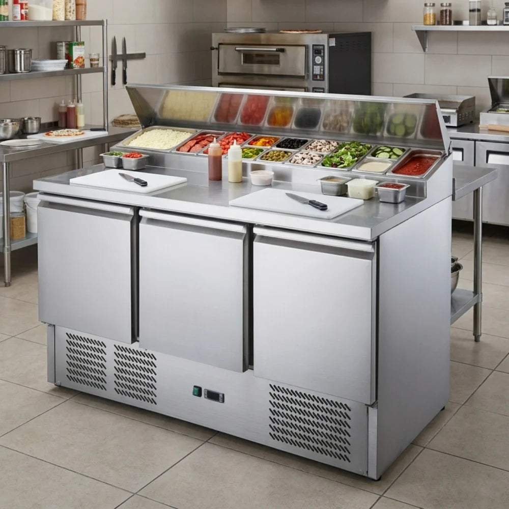 3-Door Pizza Prep Counter Chiller