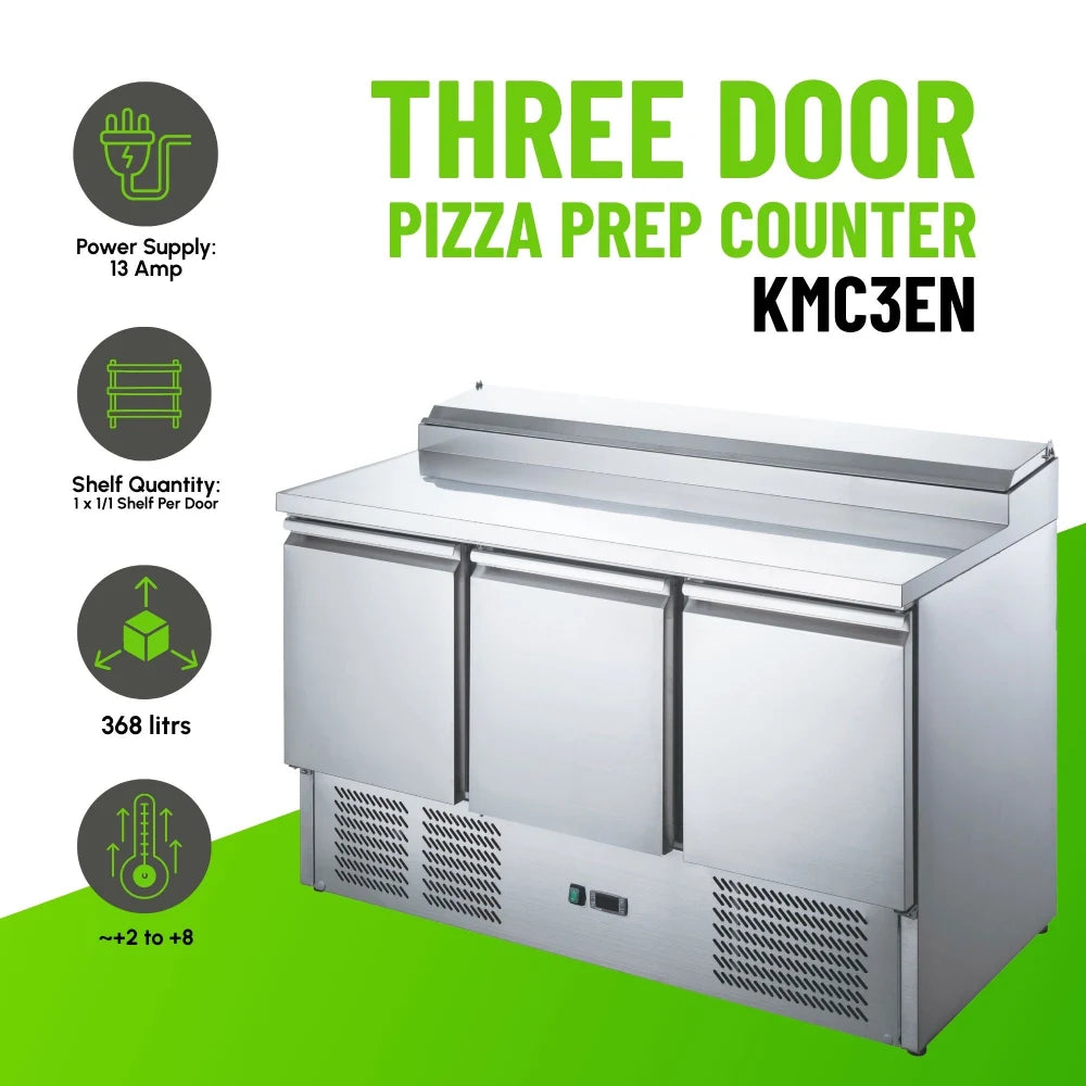 KMC3EN 3-Door Pizza Prep Counter Chiller