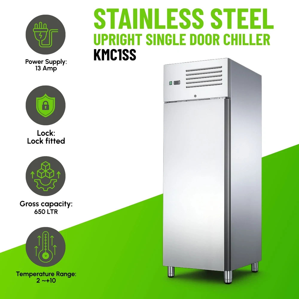 KMC400 Single Door White Upright Chiller