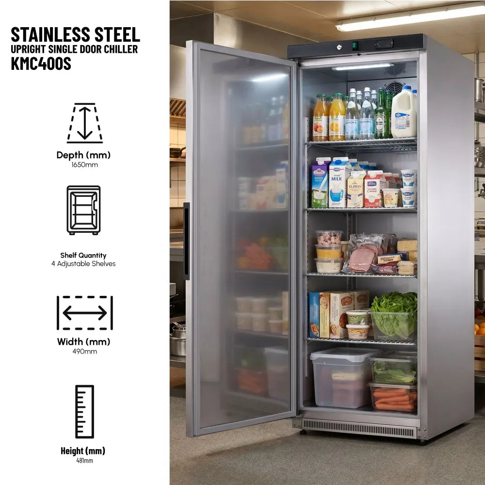 KMC400S Single Door Upright Chiller Stainless-Steel
