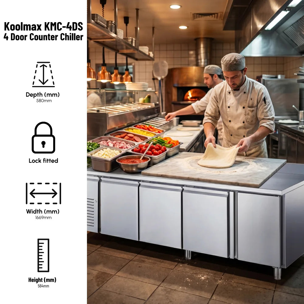 KMC4DS Four Door Prep-Counter Chiller