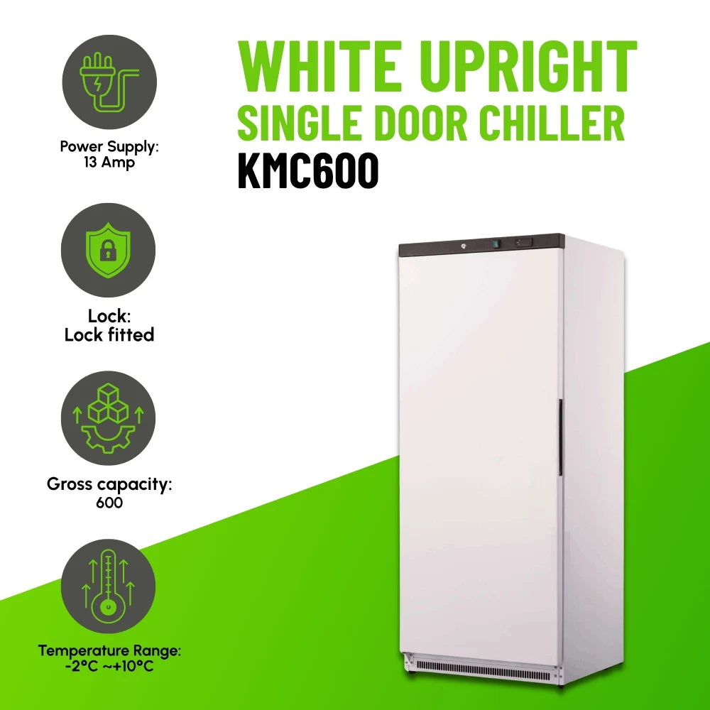 KMC600 Single Door White Upright Chiller