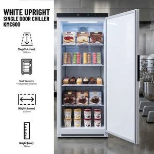 KMC600 Single Door White Upright Chiller