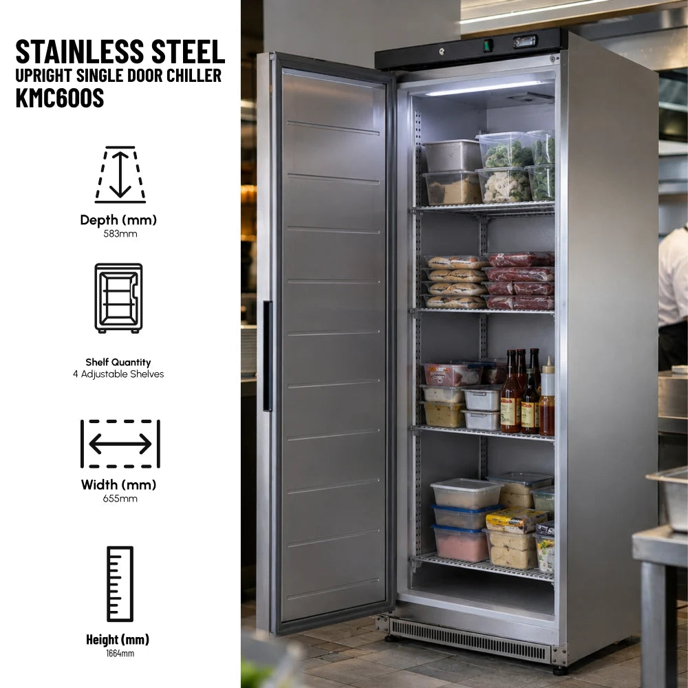 KMC600S Single Door Upright Chiller Stainless-Steel