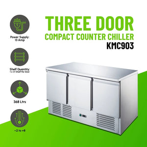 KMC903 3 Door Compact Counter Chiller