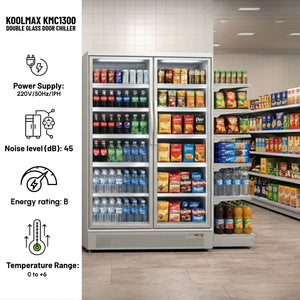 Koolmax KMC1300G Grey 2 Glass Door Upright Chiller
