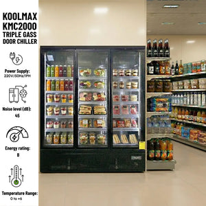 Koolmax KMC2000G Black 3 Glass Door Upright Chiller