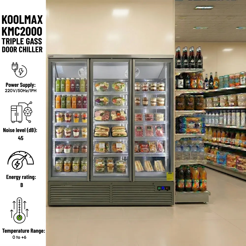 Koolmax KMC2000G Grey 3 Glass Door Upright Chiller