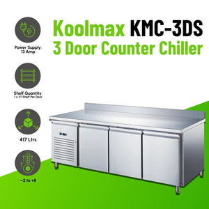 Koolmax KMC3DS Triple Door Prep-Counter Chiller