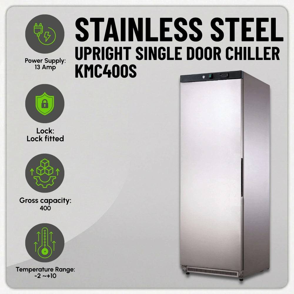 Koolmax KMC400S Single Door Upright Chiller Stainless-Steel