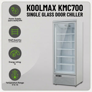 Koolmax KMC700G Grey Single Glass Door Upright Chiller