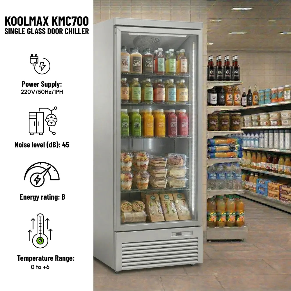 Koolmax KMC700G Grey Single Glass Door Upright Chiller