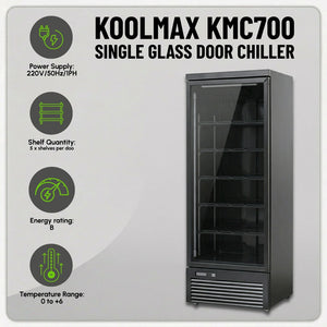 Koolmax KMC700G Black Single Glass Door Upright Chiller