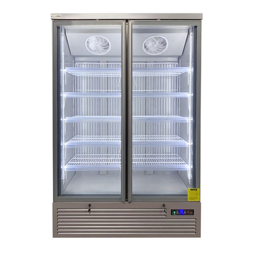 Koolmax KMF1300 Double Door Grey Upright Display Freezer