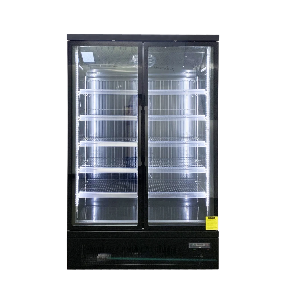 Koolmax KMF1300 Double Door Black Upright Display Freezer