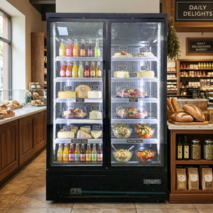 Koolmax KMF1300 Double Door Black Upright Display Freezer