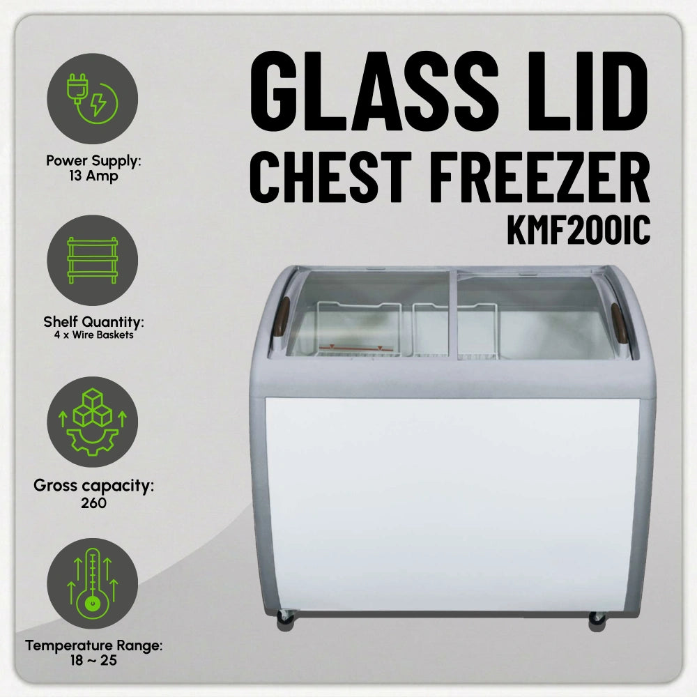 Koolmax KMF200IC Glass Lid Chest Display Freezer