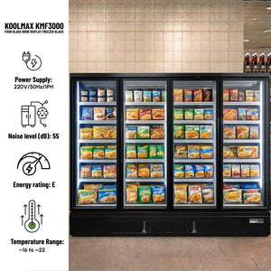 Koolmax KMF3000 Four Door Black Upright Display Freezer