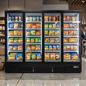 Koolmax KMF3000 Four Door Black Upright Display Freezer