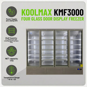 Koolmax KMF3000 Four Door Grey Upright Display Freezer