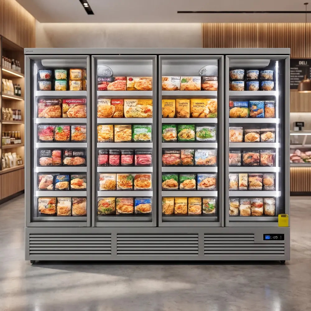 Koolmax KMF3000 Four Door Grey Upright Display Freezer