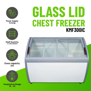 Koolmax KMF300IC Glass Lid Chest Display Freezer