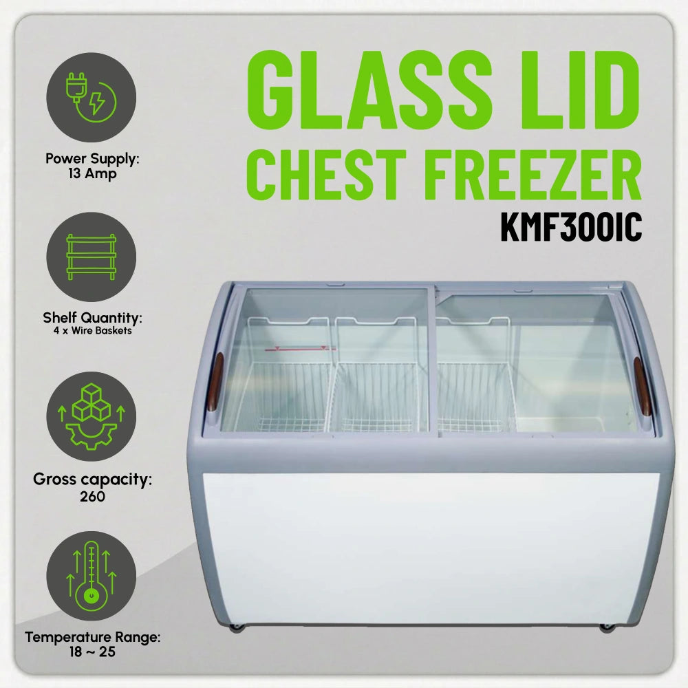 Koolmax KMF300IC Glass Lid Chest Display Freezer