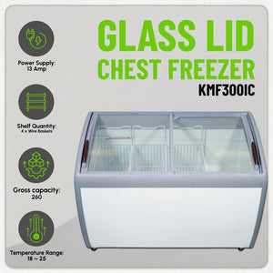 Koolmax KMF300IC Glass Lid Chest Display Freezer