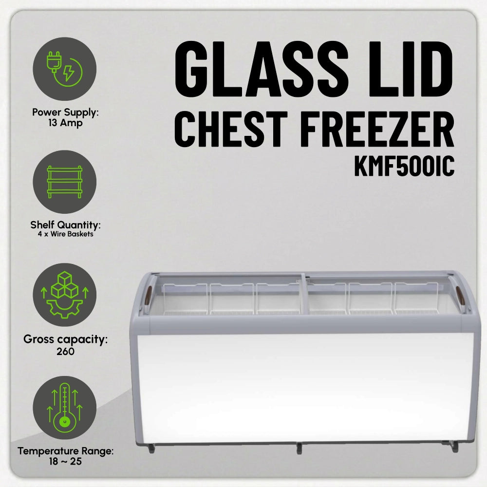 Koolmax KMF500IC Glass Lid Chest Display Freezer