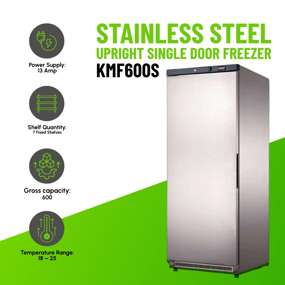 Koolmax KMF600S Single Door Upright Freezer Stainless-Steel