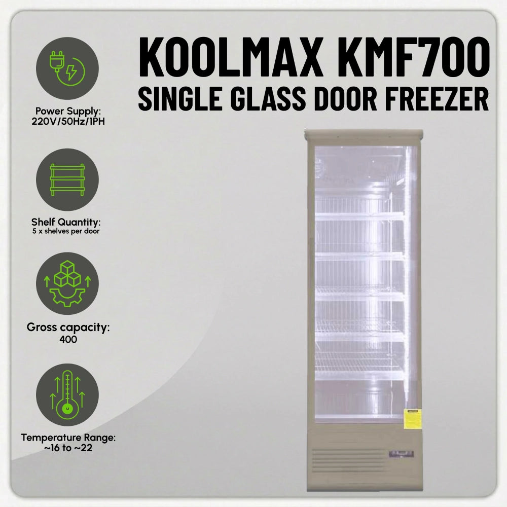 Koolmax KMF700 Single Door Grey Upright Display Freezer