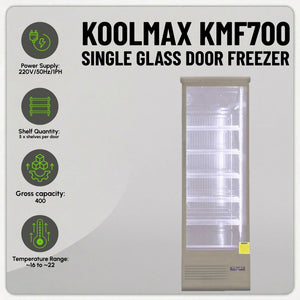 Koolmax KMF700 Single Door Grey Upright Display Freezer