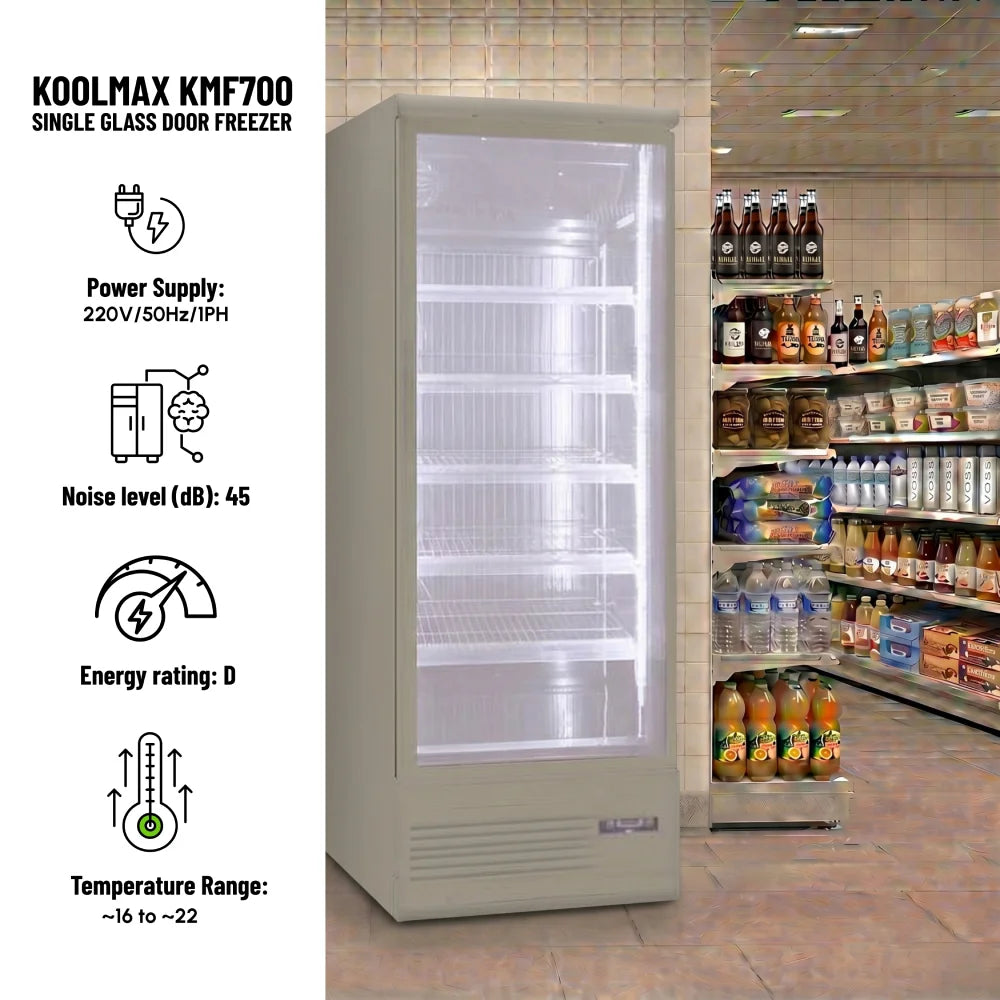 Koolmax KMF700 Single Door Grey Upright Display Freezer