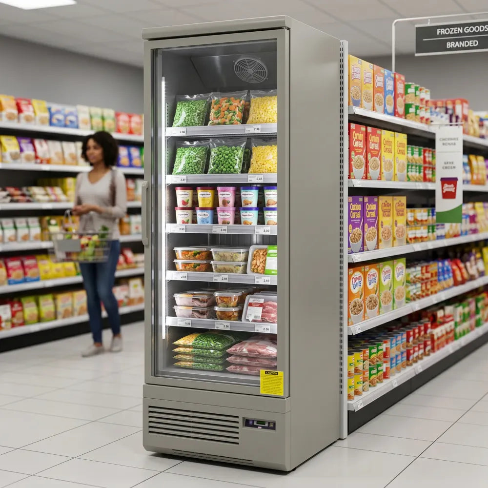 Koolmax KMF700 Single Door Grey Upright Display Freezer