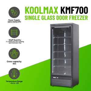 Koolmax KMF700 Single Door Black Upright Display Freezer