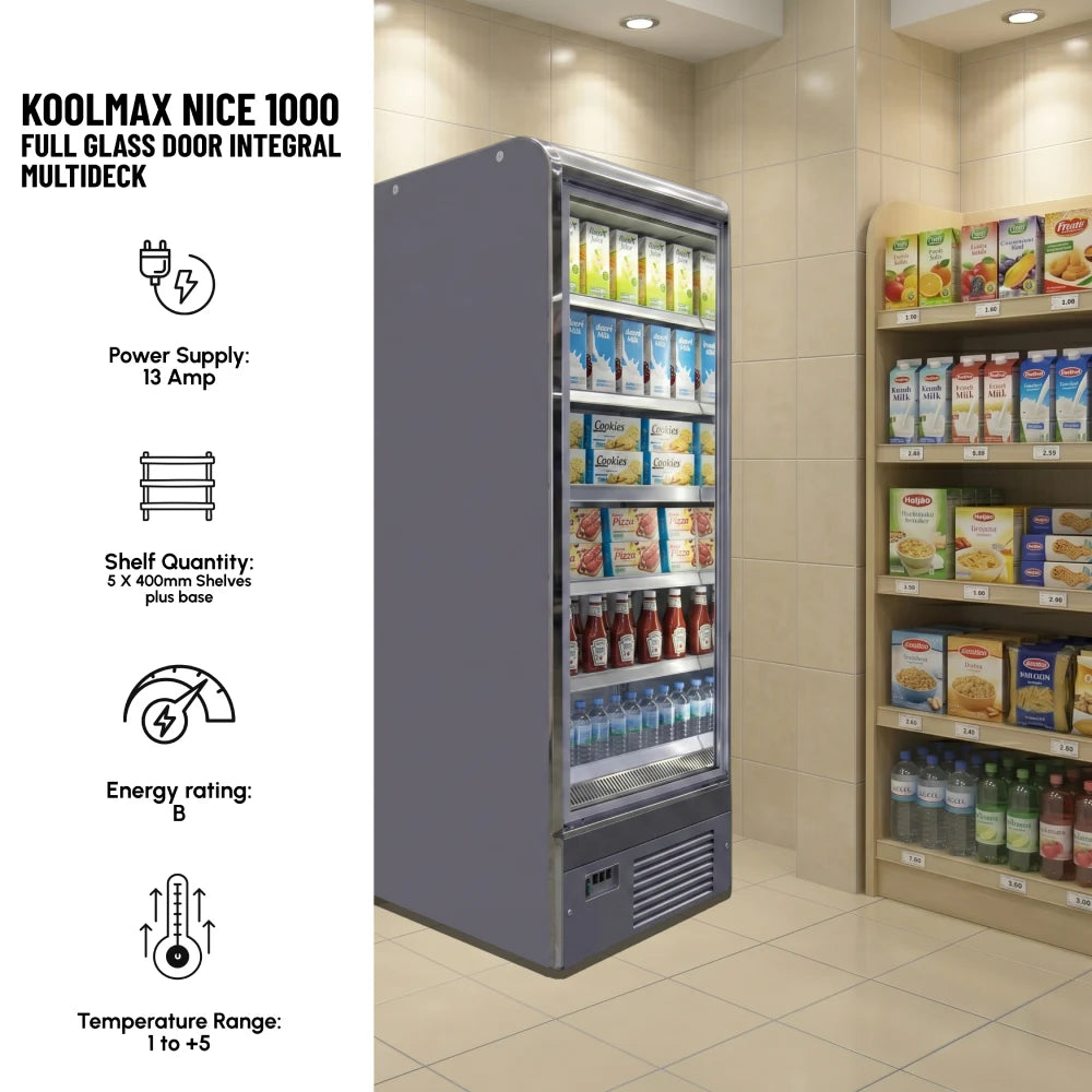 Koolmax NICE 1000 Full Glass Door Integral Multideck Chiller
